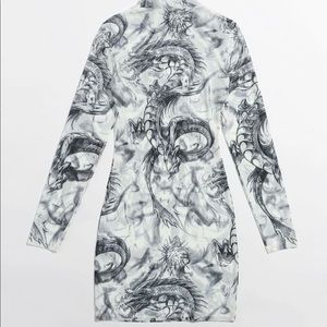 Mesh high neck bodycon dress